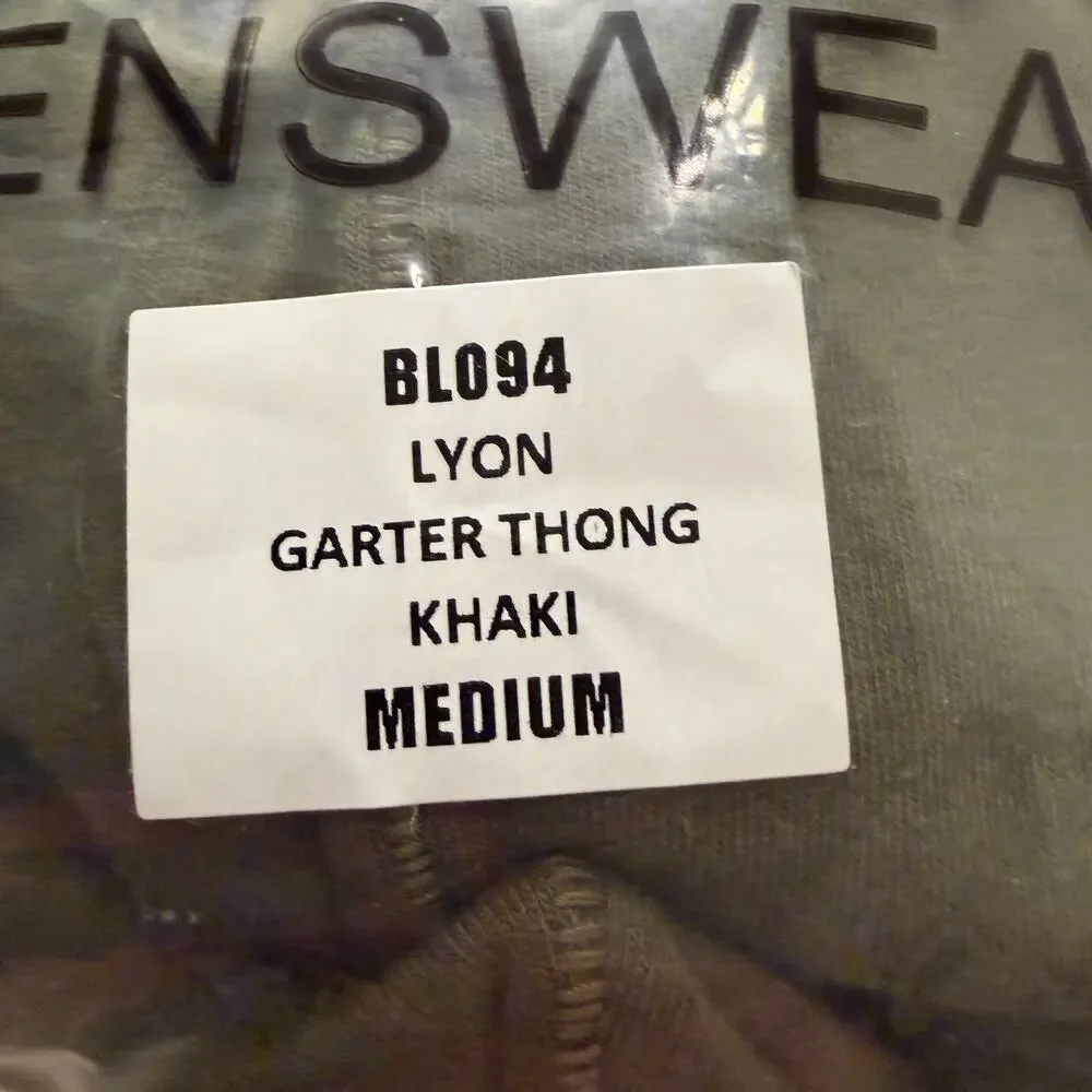 NEW Blanc Menswear Cotton BL094 Lyon Garter Thong Color Khaki Green Size Medium